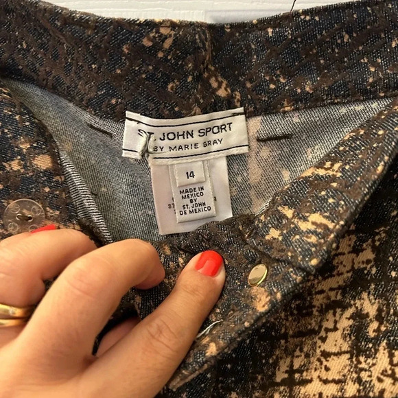 ! St. John Sport High Rise Printed Dark Wash Trouser Denim Jeans Multico… - Picture 5 of 6